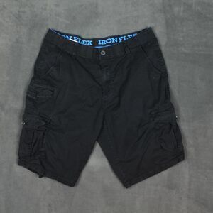 Iron Flex Cargo Shorts Mens 34 Black Stretch Casual Outdoor Pockets Summer